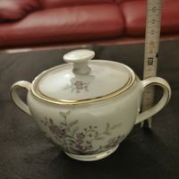 Zuckerdose Vintage 75 mit Blümchenmuster und Gold Rand