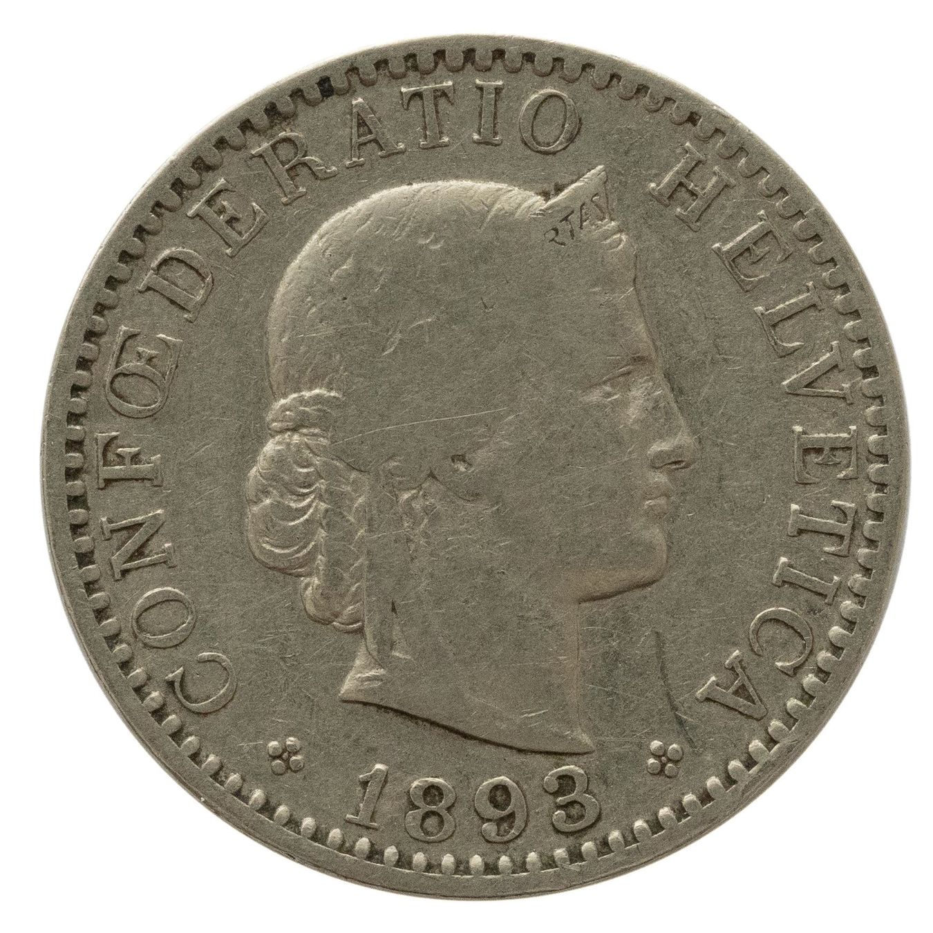 Tutti le monete: 20 Rappen 1893 – Usato da Rotkreuz venduto da Swiss-Coins