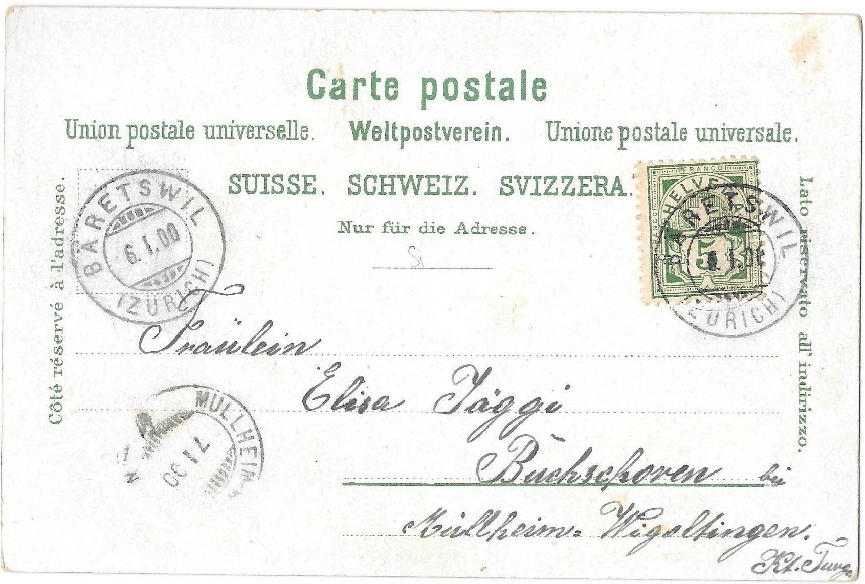 Cartoline postali: Bäretswil farbige Lithografie 2 Bilder – Usato da Olten venduto da clotaldi 1