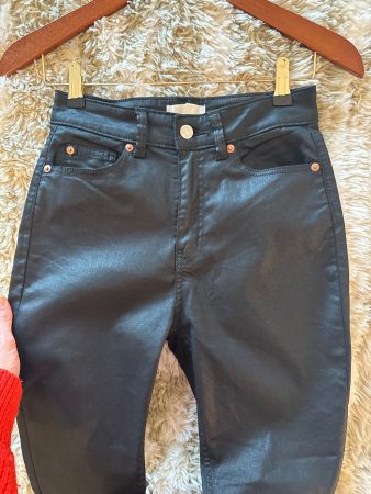 Glänzender / nasser Stil Jeans, Gr. 36, High Waist, Skinny