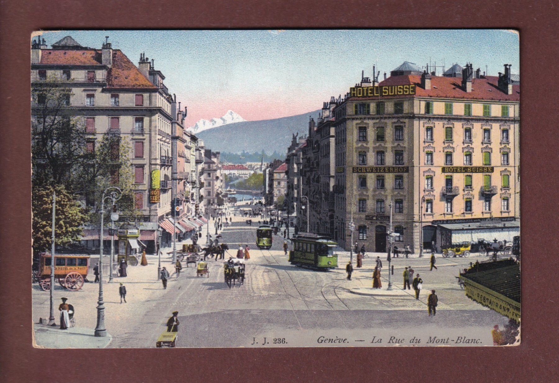 Cartoline postali: GENEVE - Rue du Mont Blanc - Tram – Usato da Pully venduto da nicecards