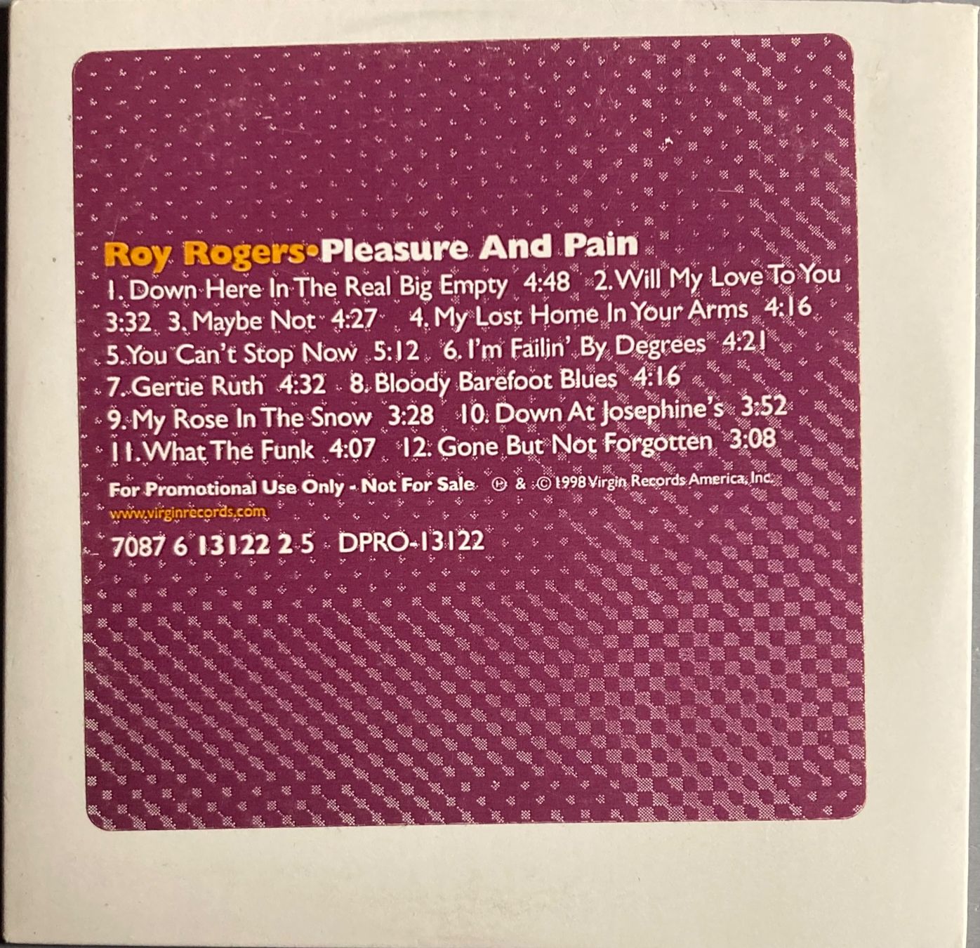 CD: ROY ROGERS - PLEASURE AND PAIN – Usato da Poliez-Pittet venduto da Newtown-Records