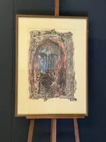Tableau abstrait signé, 1960 avec cadre 66x88 cm