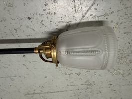 Original Jugendstil Pendelleuchte Eisen & schöner Glasschirm