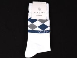 VENOVAY Socken weiss blau 80% Baumwolle Gr. 39/42