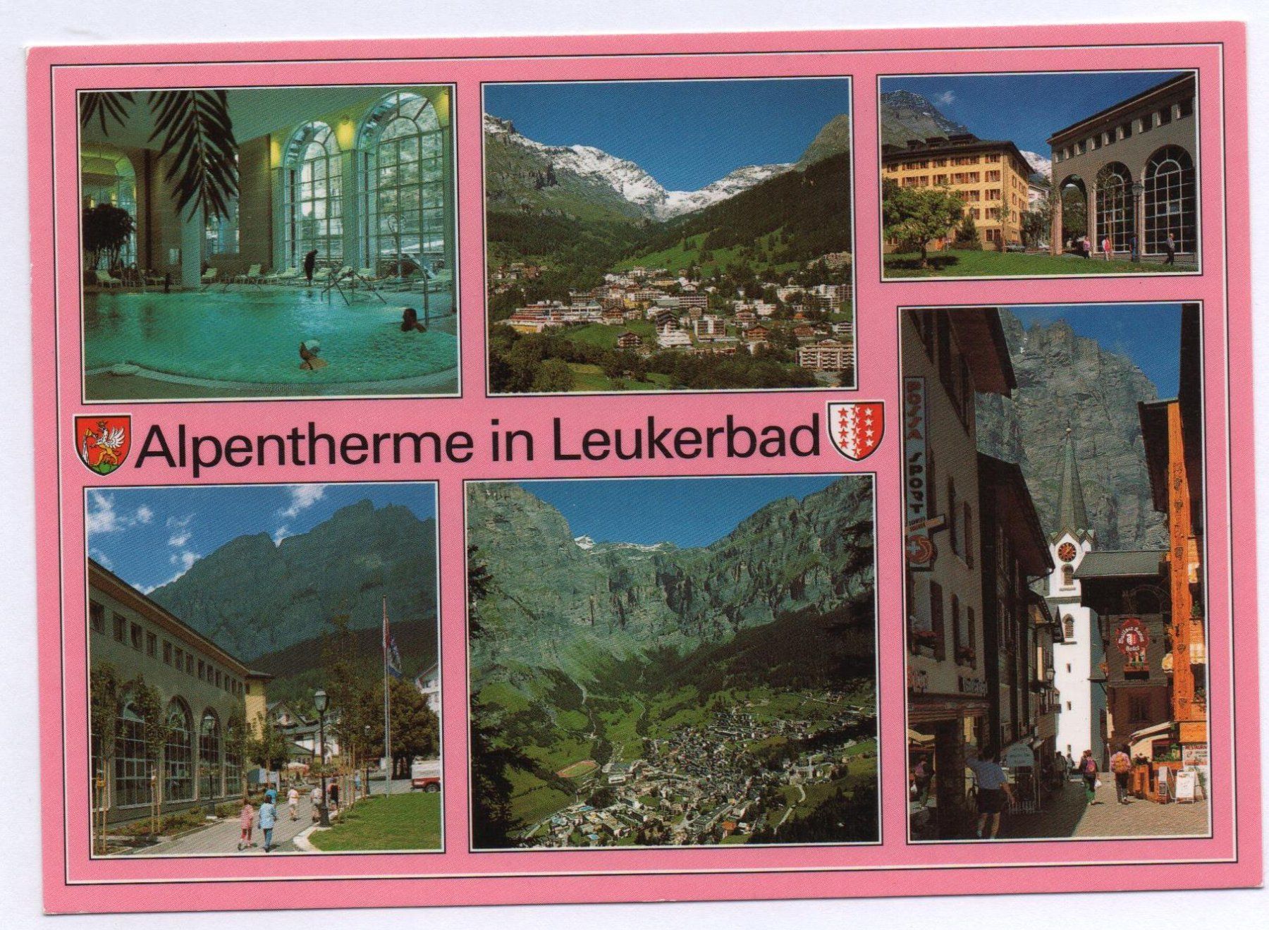 Cartoline postali: LEUKERBAD St. Laurent Alpentherme – Usato da Jona venduto da philajona