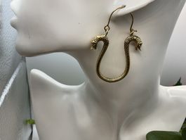 Schlangen Ohrringe Goldfarben Statement Vintage Look Neu