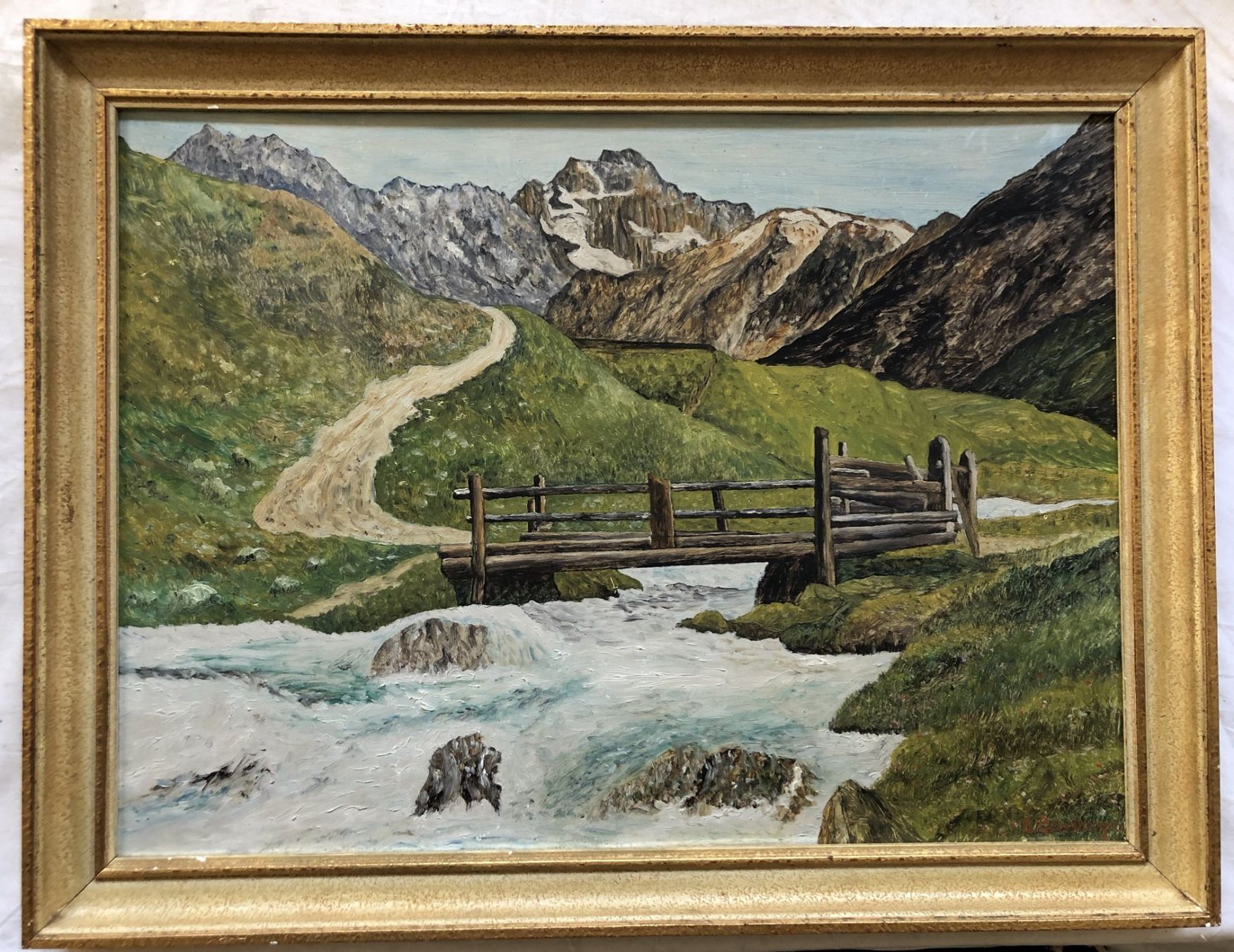 Dipinti: Gemälde - Bergpanorama - Öl auf Platte - E.Geissberger – Usato da Schaffhausen venduto da durruti