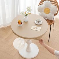 Tischdecke rund grau/beige wasserdicht mit Gummizug neu
