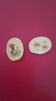 Broschen mit echten Blumen ovale Form 2er Set VINTAGE