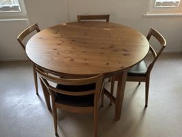 IKEA Leksvik Esstisch rund/ausziehbar + 4 Stockholm Stühle