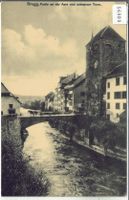 Brugg - Partie an der Aare und schwarzer Turm - Pferdefuhrwe