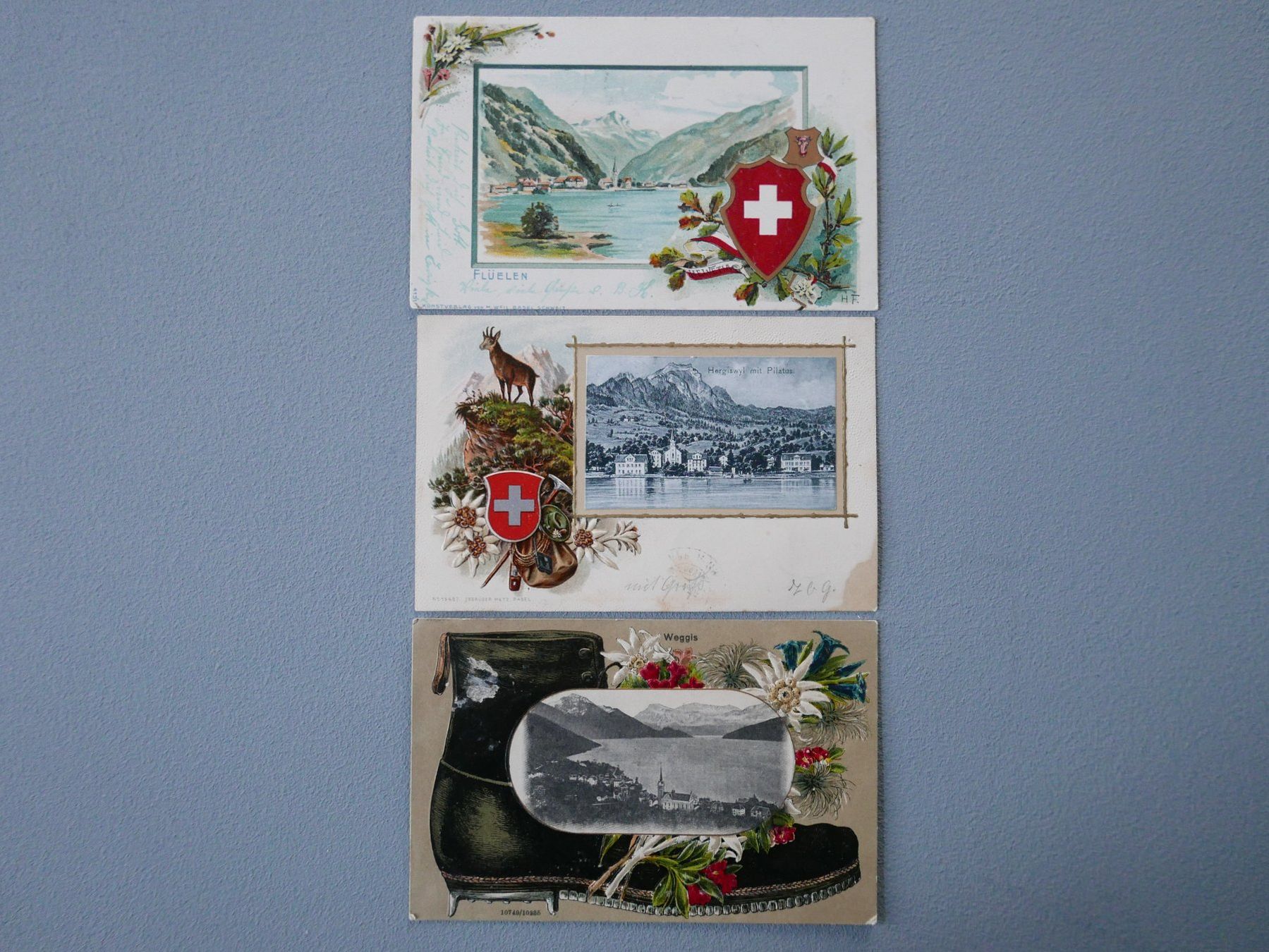 Cartoline postali: ANTIKE ANSICHTSKARTEN FLÜELEN HERGISWIL WEGGIS – Usato da Balgach venduto da Zwischenraum