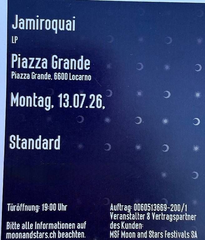 Billets: Jamiroquai 2xTickets – D'occasion à Luzern par GiLu007 1