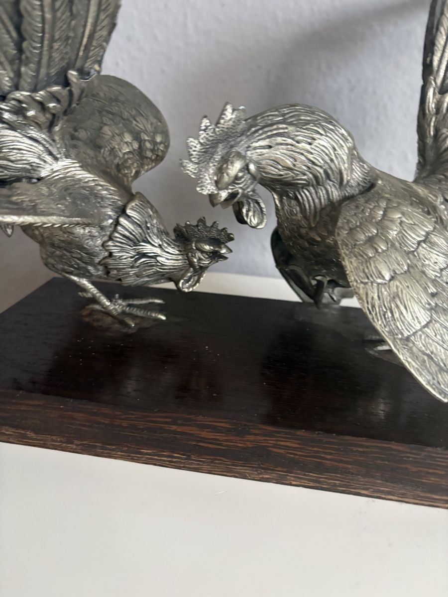 Statuette: Sublime combat de coqs bronze argenté – Usato da petit lancy venduto da FerreiraLuis 3