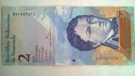 Billet banque Vénézuela 2 Bolivars (Dauphins) 20/03/2007 UNC