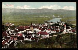 AK Zurzach, Ortsansicht mit Kirchen und Fluss