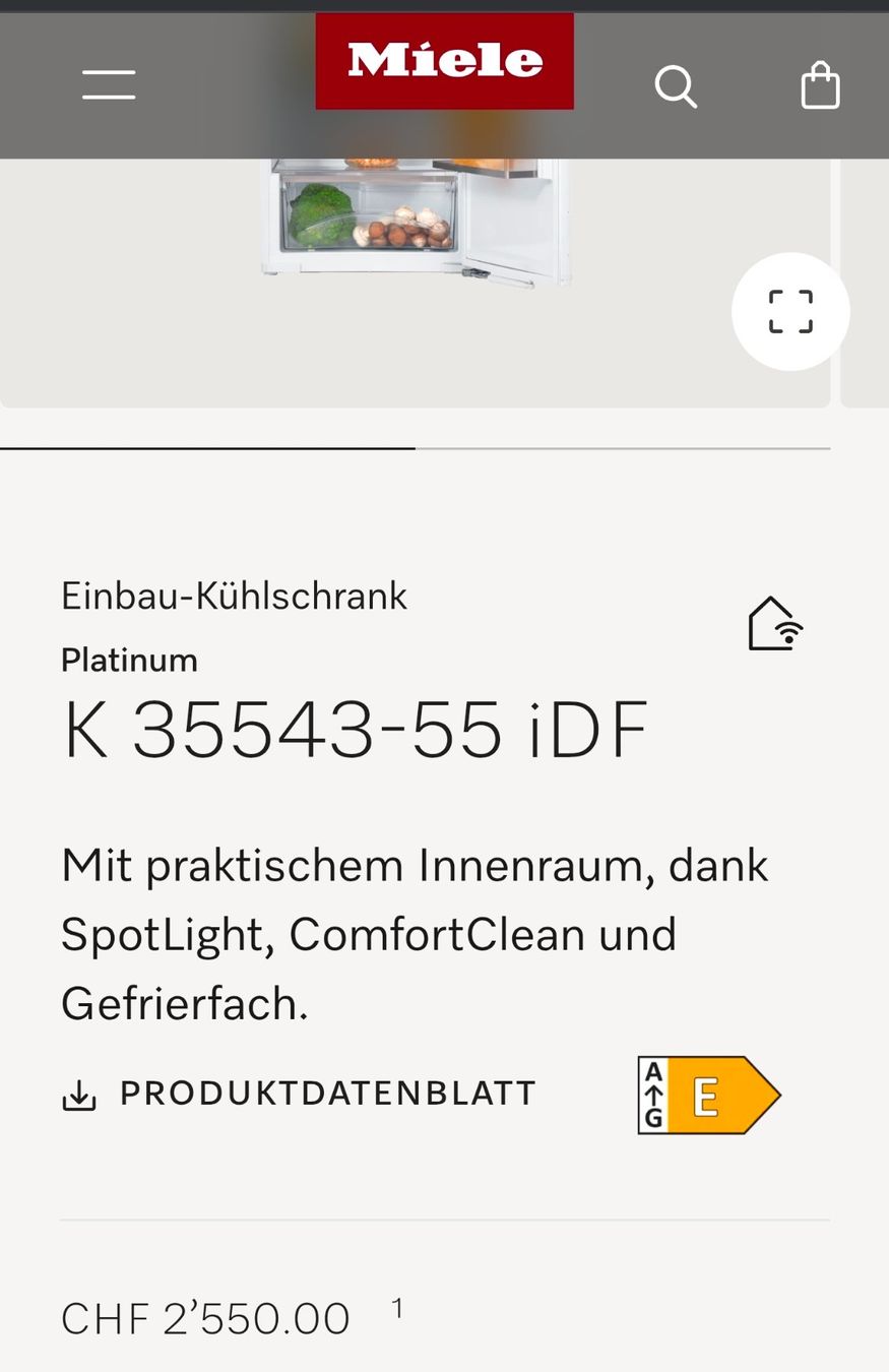 Miele Frigoriferi: Miele Kühlschrank K 35543-55 idf – Usato da Widnau venduto da B6X 2