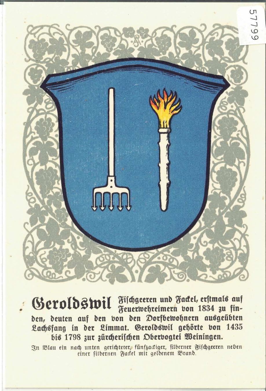 Cartes postales: Geroldswil - Gemeindewappen – D'occasion à Ettingen par Kartenplanet