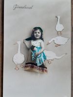 Ansichtskarte antik Gänselisel Puppe