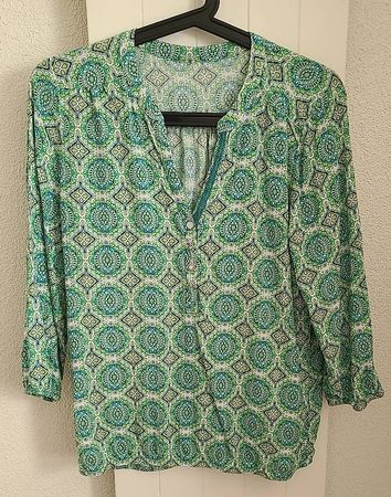 Cartoon Bluse grün green blue, S-M / NEUWERTIG