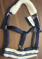 Showmaster Halfter Navy mit Fell Grösse Pony - Neuwertig