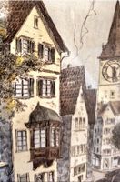 Originalradierung Pfalzgasse signiert 19x25 cm c 1920-40