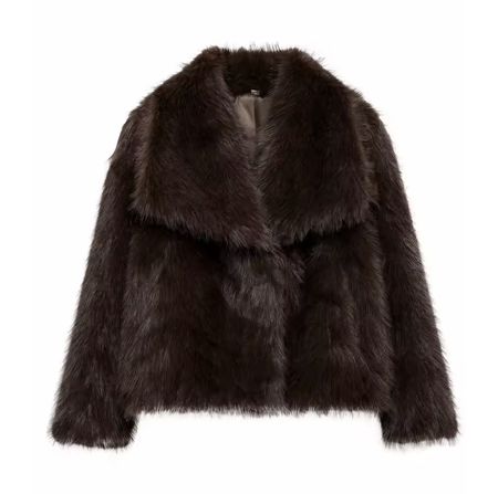 Manteau fausse fourrure marron col châle taille M bon état