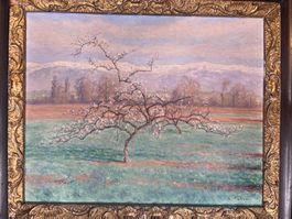 ÉMILE PATRU (1877-1940) HUILE SUR CARTON “ARBRE EN FLEUR”