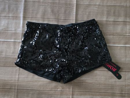 Schwarze Pailletten-Shorts - M - Sparkle Shine 6️⃣