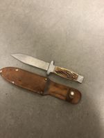 Vintage Fahrtenmesser / Jagdmesser mit Hirschhorn-Griff und 