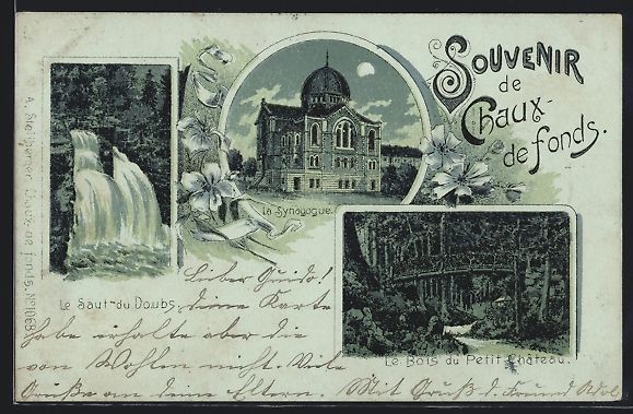 Cartoline postali: Litho Chaux-de-Fonds, La Synagogue /Syna – Usato da Berlin venduto da bartko-reher
