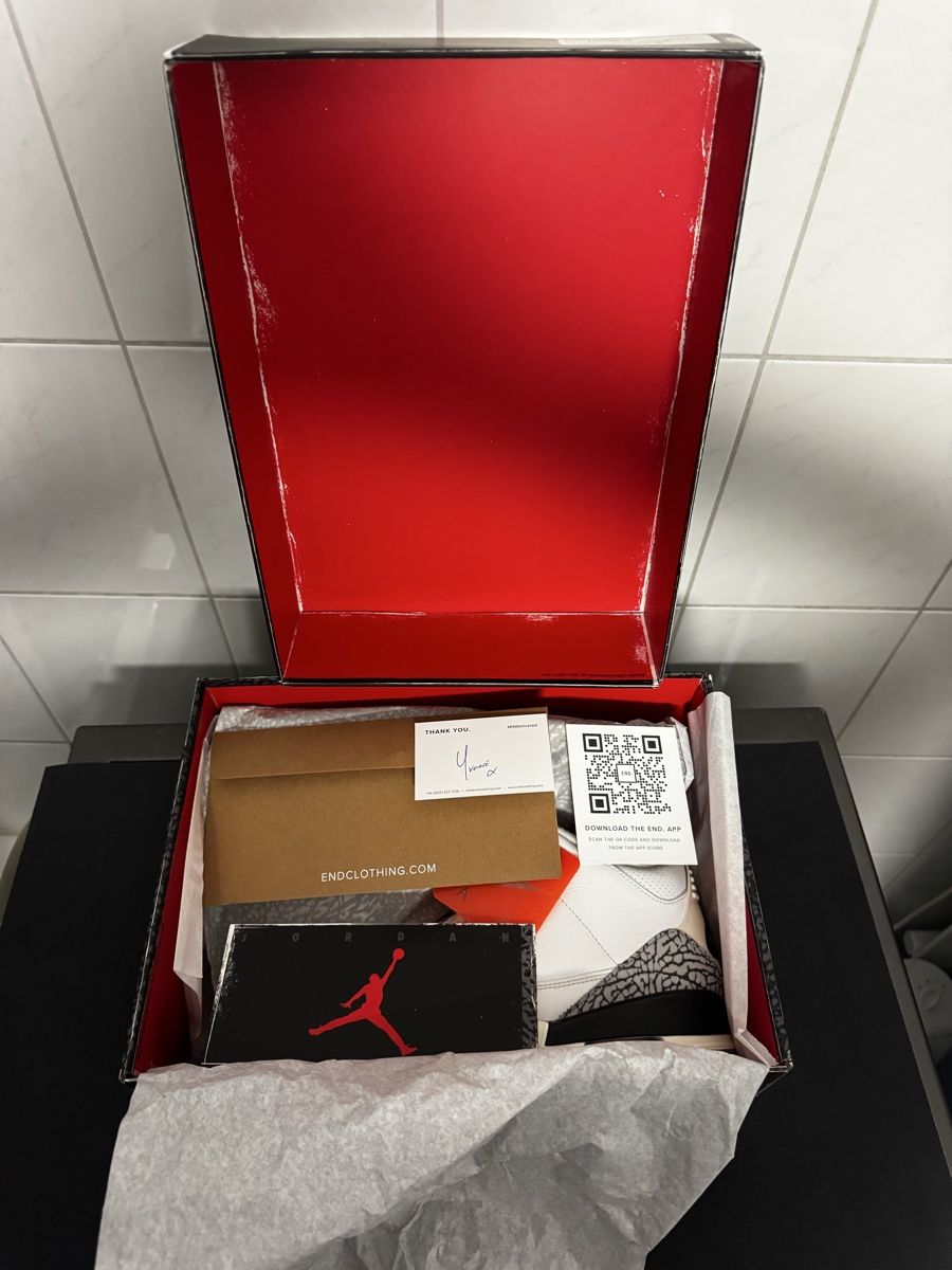 Jordan Scarpe da uomo: Air Jordan 3 White Cement, EU 43 Neu !! – Nuovo e nell'imballaggio originale da Tuggen venduto da Kawest0 4
