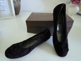 Paul Green Ballerinas aus Veloursleder – Schwarz – Grösse 8