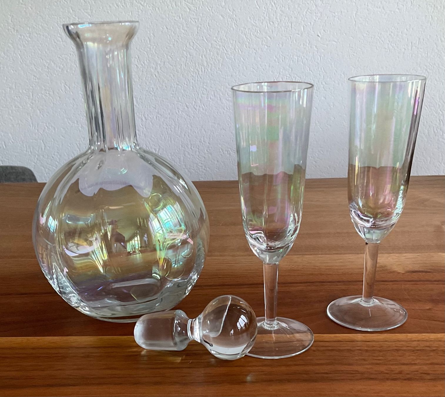 Karaffen: Stilvolle Karaffe mit 2 Champagner-Gläsern – Gebraucht aus Amriswil von Chmm1 1