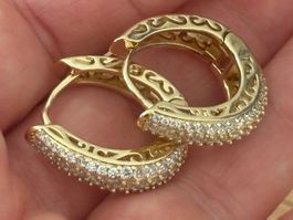 💛Luxus Ohrschmuck  Edelstahl Farbe Gold Zirkonia/weiss