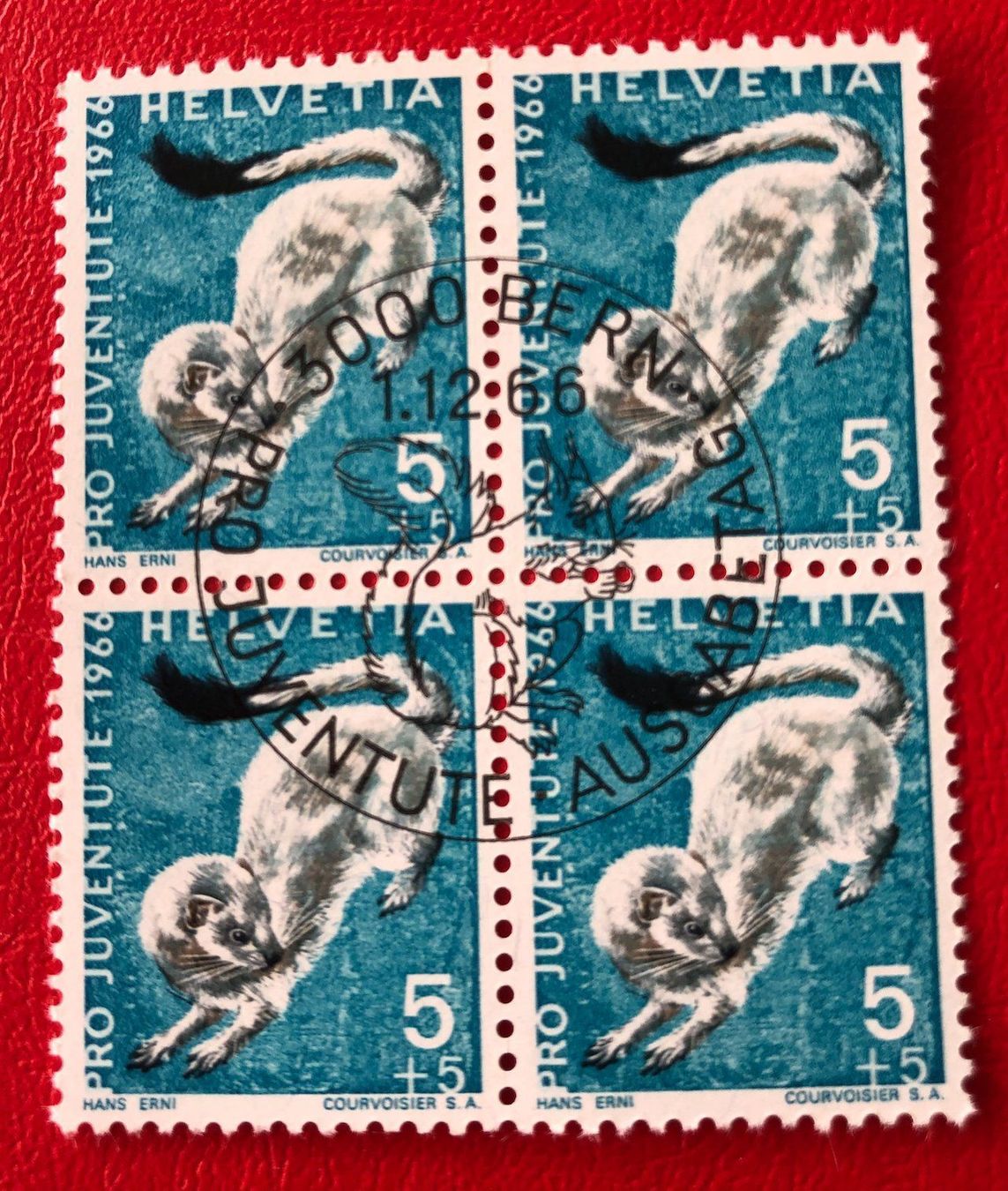 Alle Briefmarken: 4 er Block Nr.J 215 mit Vollstempel Bern – Gebraucht aus Aarau von Billa007