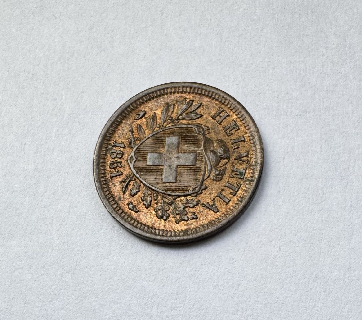 Tutti le monete: 1851 1 Rappen -unz – Usato da Kirchberg SG venduto da Helveticus00 1