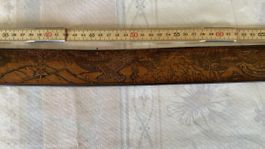 Vintage Ledergürtel braun mit Adler Prägung - Gr. 37
