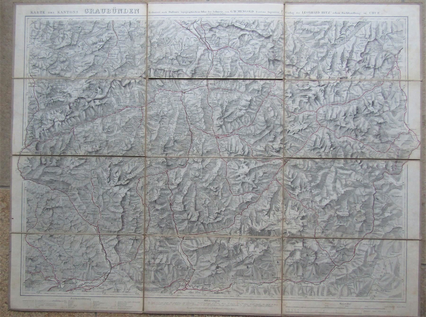 Cartes géographiques & atlas: Graubünden Karte von Mengold 1875 – D'occasion à Rafz par booksell