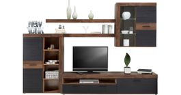 Moderne Wohnwand Holz/Anthrazit – komplett