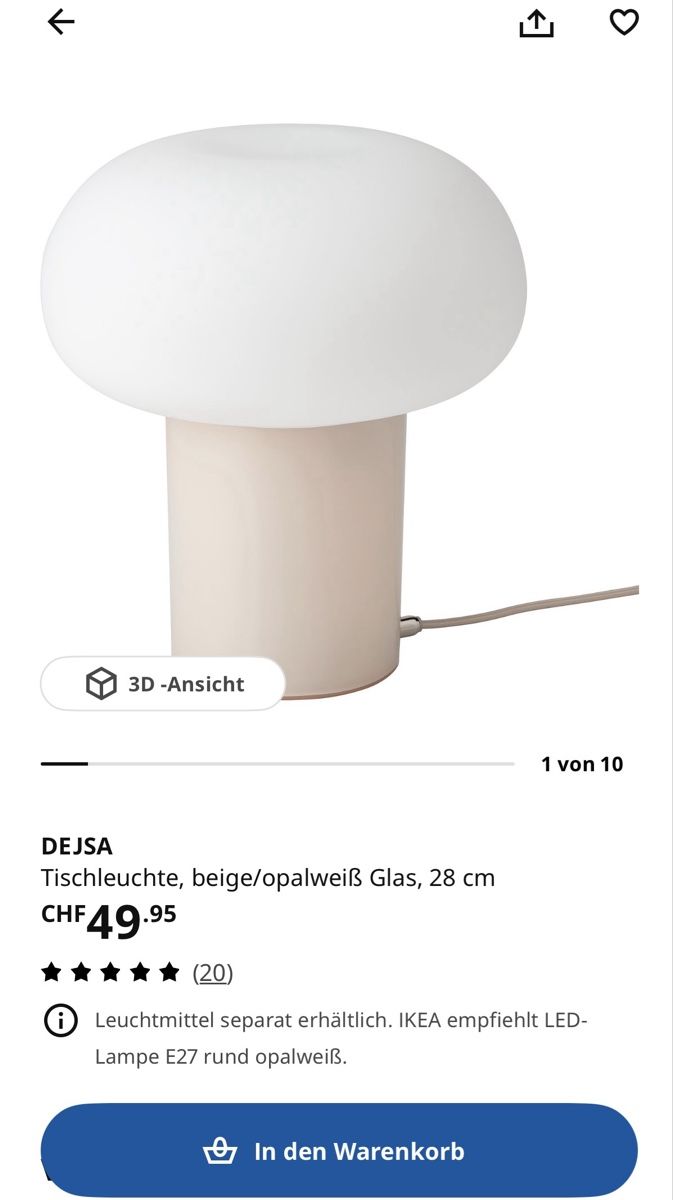 Ikea Lampade: DEJSA Tischleuchte beige/opalweiss Glas – Usato da Dietikon venduto da schultealina__ 3