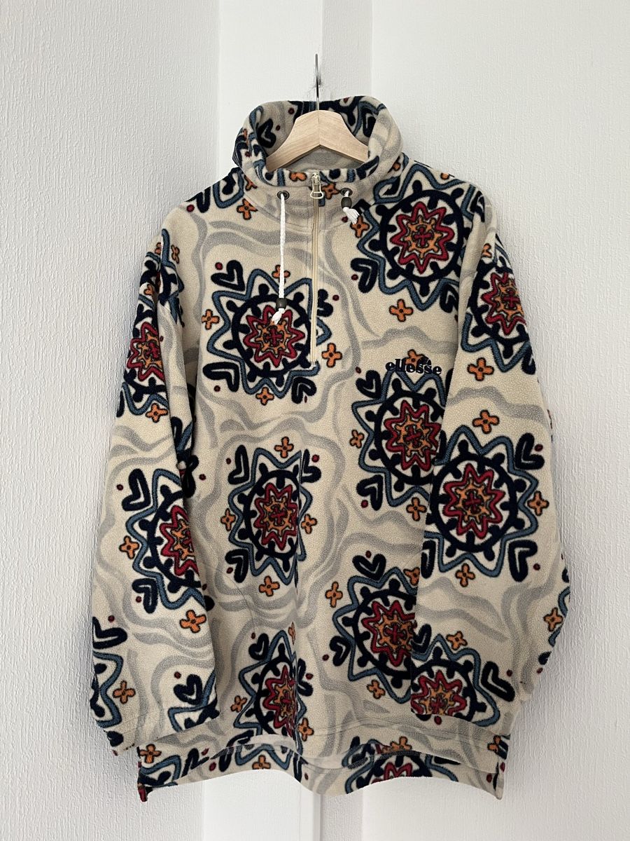 Ellesse Maglioni & Felpe: Vintage 90s Ellesse Fleece Pullover Patterned Half Zip XL – Usato da Lausanne venduto da Danash