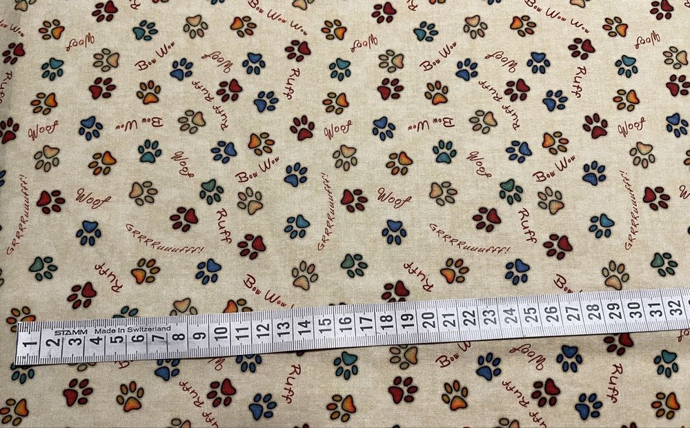 Patchworkstoffe BW 3er Set Pfoten bunt (Neu (gemäss Beschreibung