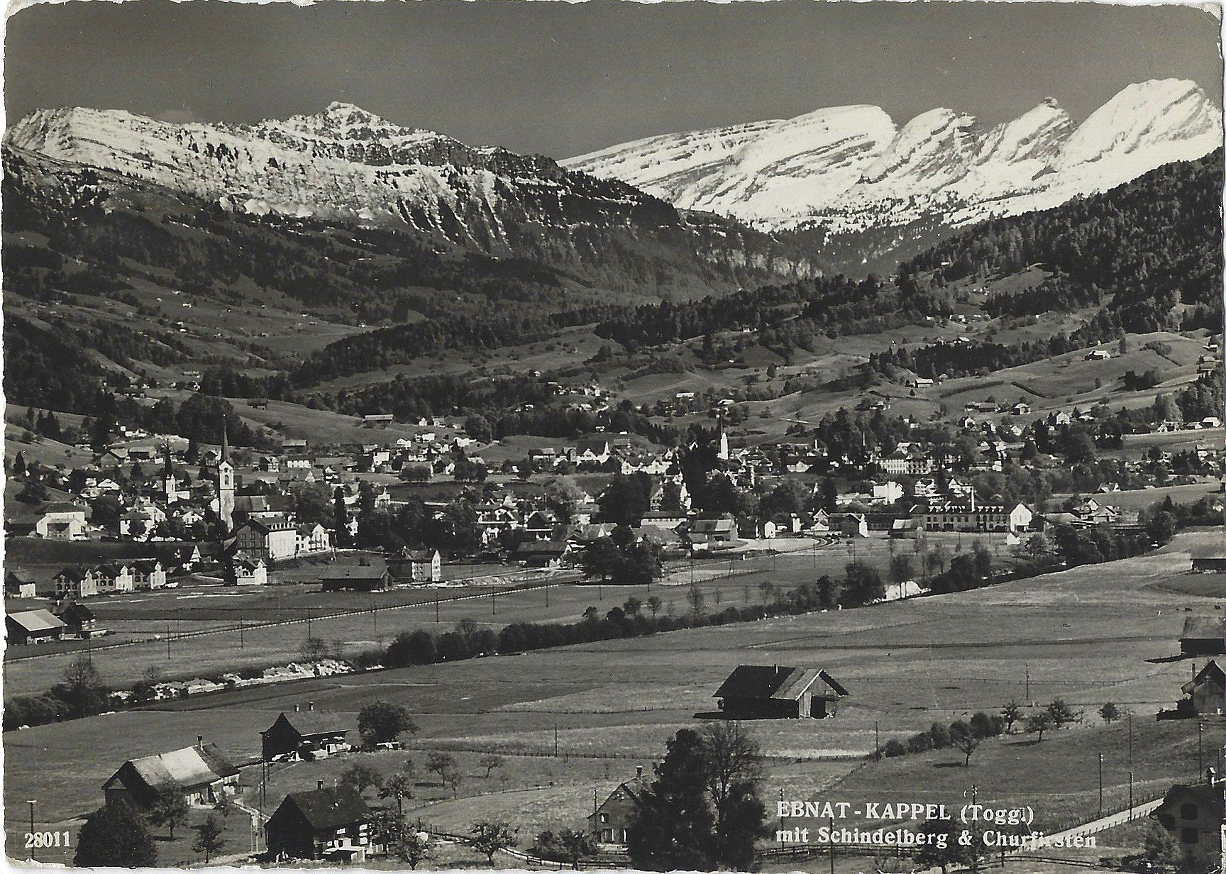 Cartoline postali: EBNAT - KAPPEL  (Togg.)  mit  Schindelberg  &  Churfirsten – Usato da Bütschwil venduto da Jackson1A