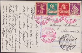 1929, Zeppelinpost: Schweizfahrt mit Top-Frankatur: 4 Marken