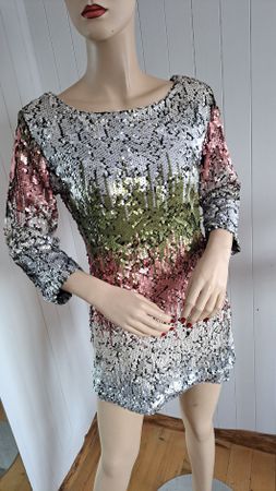 FLAMANT ROSE y2k Vintage Minikleid Kleid Pailletten Dress M
