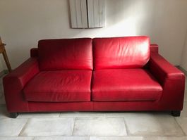 Bettsofa in Leder rot (Natuzzi)