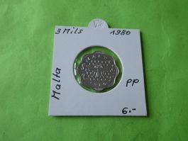 Malta 1980, 3 Mils  PP
