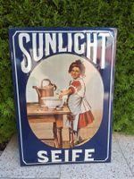 Emaille Reklametafel Sunlight Seife mit jungem Maedchen, ...